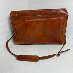 80s Vintage Leather Briefcase Messenger Bag Attache Case Brown Minimalist Office